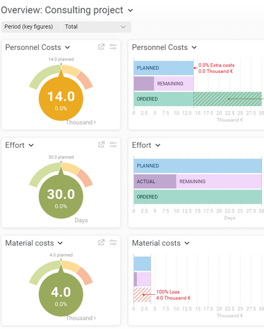 Project overview in Projektron BCS