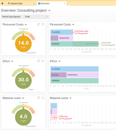 Project overview in Projektron BCS