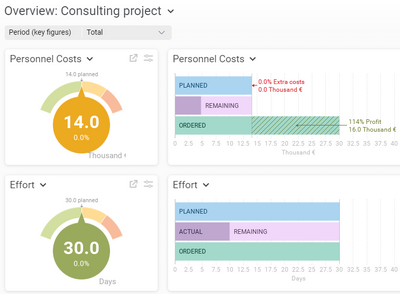 Project overview in Projektron BCS