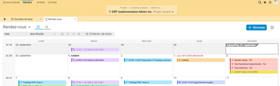 Dans le calendrier de projet, vous voyez toutes les dates fixes de votre projet