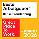Projektron zählt zu den besten Arbeitgebern der Region Berlin-Brandenburg. Siegel Beste Arbeitgeber Berlin Brandenburg 2026 für Projektron GmbH