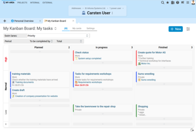 The personal Kanban board helps you to organize tasks clearly and manage them efficiently. Personal Kanban board in BCS