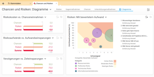 Analysieren Sie Chancen und Risiken und planen Sie Gegen- und Unterstützungsmaßnahmen. Chancen und Risiken in BCS