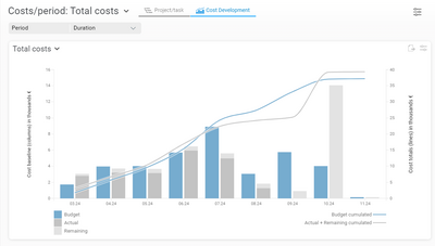 Cost history in Projektron BCS