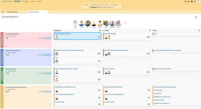 Das digitale Scrum Board visualisiert den Stand Ihres Teams im Sprint