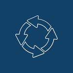 Iterative Ansätze ermöglichen schnelle Ergebnisse, frühe Erkenntnisse und gezielte Anpassungen. Icon für iterative Umsetzung mit MVP, Pilotphase und Skalierung
