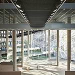View into the atrium of the new Axel Springer building in Berlin.