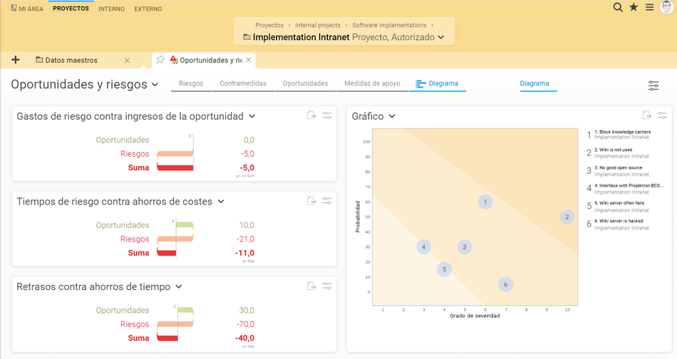 Oportunidades y riesgos en Projektron BCS