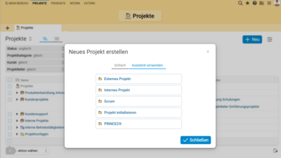 Ob Scrum oder klassisches Projektmanagement: BCS unterstützt Sie bei Ihrer Projektplanung mit dem passenden Planungsassistenten. Starten Sie Ihre Projektplanung in BCS mit der Auswahl des passenden Assistenten.