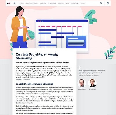Screenshot of the post “Too Many Projects, Too Little Oversight – Why Government Agencies Need to Rethink Their Project Portfolios” by Kai Sulkowski and Jan Wallisser on the blog “Verwaltung der Zukunft” (VdZ): https://www.vdz.org/leadership-organisation-arbeitskultur/zu-viele-projekte-zu-wenig-steuerung (last accessed on May 27, 2026) Screenshot of the post “Too Many Projects, Too Little Oversight – Why Government Agencies Need to Rethink Their Project Portfolios” by Kai Sulkowski and Jan Wallisser on the blog “Verwaltung der Zukunft” (VdZ): https://www.vdz.org/leadership-organisation-arbeitskultur/zu-viele-projekte-zu-wenig-steuerung (last accessed on May 27, 2026)