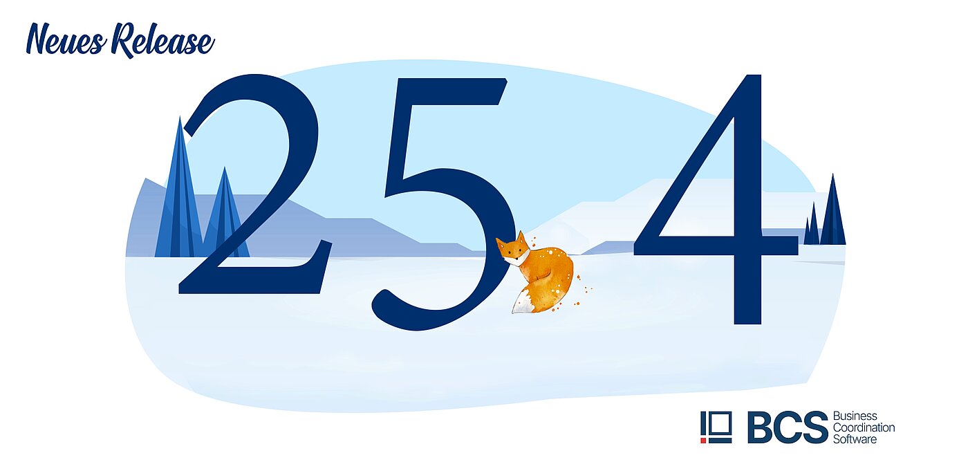 Mit BCS 25.4 profitieren Teams von modernisierten Kostendiagrammen, interaktiven Meilensteinverläufen, optimiertem Kanbanboard und leistungsstarken Ticketauswertungen. BCS 25.4: Titelbild Winter mit Fuchs: Kostendiagramm, Meilensteinverlauf, Kanbanboard und Ticketauswertung