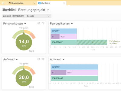 Projektüberblick in Projektron BCS