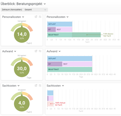 Projektüberblick in Projektron BCS