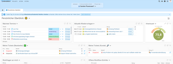 Der persönliche Überblick oder "Mein Bereich" in BCS ist individualsierbar und präsentiert alle relevanten Kennzahlen aus der Software auf einen Blick. Persönlicher Überblick in BCS
