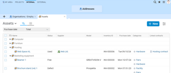 Screenshot of inventory management in Projektron BCS