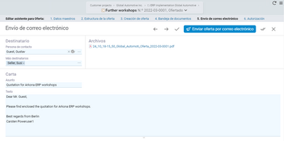 Envío por correo electrónico integrado: desde el asistente de ofertas directamente al cliente