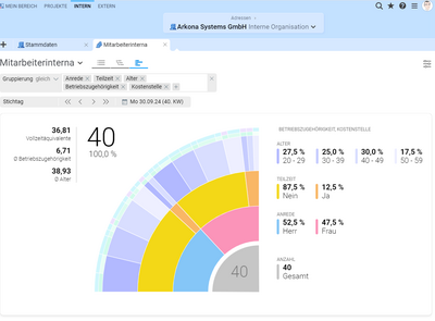 Interaktive Mitarbeiterinterna-Grafik mit dynamischer Filterfunktion