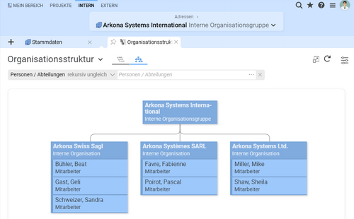 Organigramm einer Organisationsgruppe in BCS