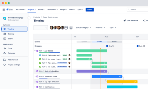 Screenshot roadmaps in Jira.