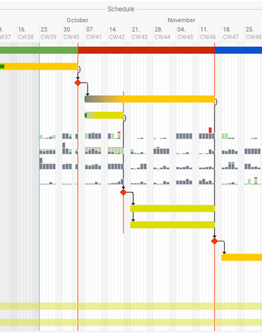 Project plan with resource utilization in BCS