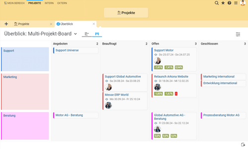 Multi-Projekt-Board in Projektron BCS