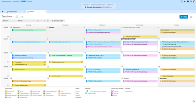 Ob Arbeitstermin, Besprechung oder Urlaub: Wo Ihre Kollegen sind, sehen Sie auf einen im interaktiven Terminkalender auf einen Blick. Terminkalender in BCS