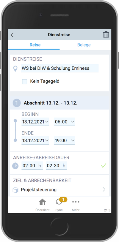 Reisedaten und Belege erfassen im Spesenmanagement mit der BCS-App. Spesenmanagement mit der BCS-App