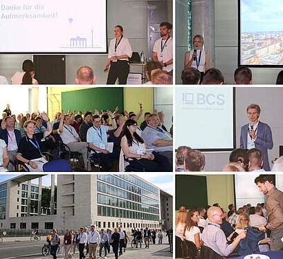 Impressionen der 10. Anwenderkonferenz Collage mit Eindrücken der 10. Anwenderkonferenz, darunter Vorträge, Diskussionen, Teilnehmer, Mitarbeiter, Spaziergang durch Berlin und Abendveranstaltung im Fernsehturm.