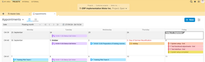 The project calendar shows you all appointments and dates regarding your project