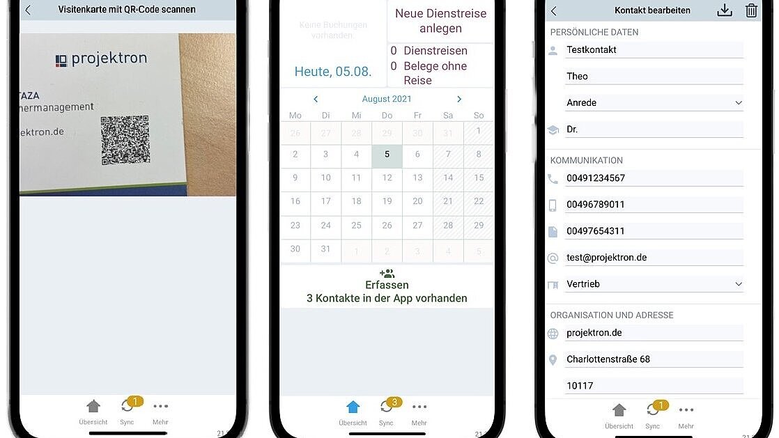 Mit den neuen Funktionen der Kontaktdatenerfassung in der BCS-App können Sie einen QR-Code scannen und so Kontakte in Projektron BCS importieren.