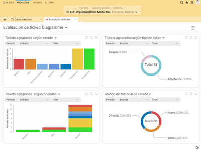 Análisis gráfico de tickets en Projektron BCS