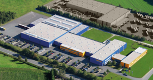 Sitz der Hörmann KG Antriebstechnik in Steinhagen im Luftbild. Luftbild Sitz der Hörmann KG Antriebstechnik in Steinhagen