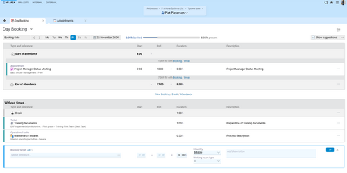 Efficient time tracking made easy: Day booking in Projektron BCS enables simple and project-related time tracking – individually and clearly. For multiple activities on one day: The daily booking mask in Projektron BCS standard