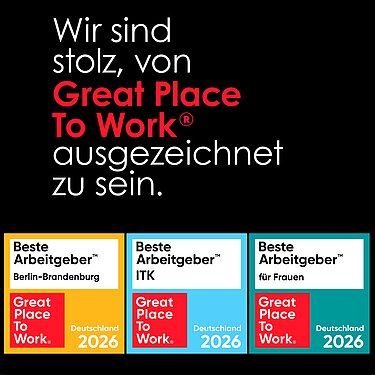 Projektron Auszeichnungen Great Place To Work® 2026 Auszeichnungen der Projektron GmbH im Great Place To Work® Wettbewerb 2026: Beste Arbeitgeber in der ITK, Berlin-Brandenburg und für Frauen.