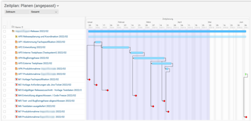 DNB Zeitplan in Projektron BCS