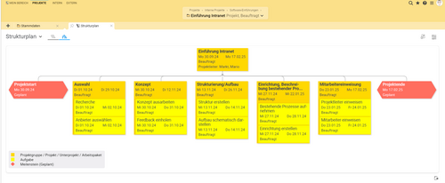 Ansicht des Projektstrukturplanuns in Projektron BCS
