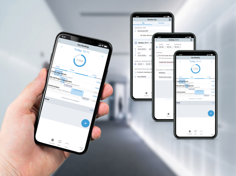 With the BCS-App you can record attendances, project times, working hours, contacts and expenses anytime and anywhere in an uncomplicated way. Mobile time, contact and expense recording with the BCS-App by Projektron
