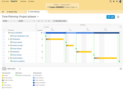 Define milestones as quality gates and determine your project-specific phases.