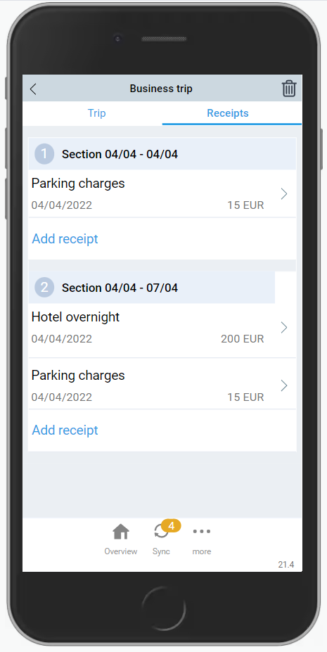 Record travel data and receipts in expense management with the BCS app. Expense management with the BCS app